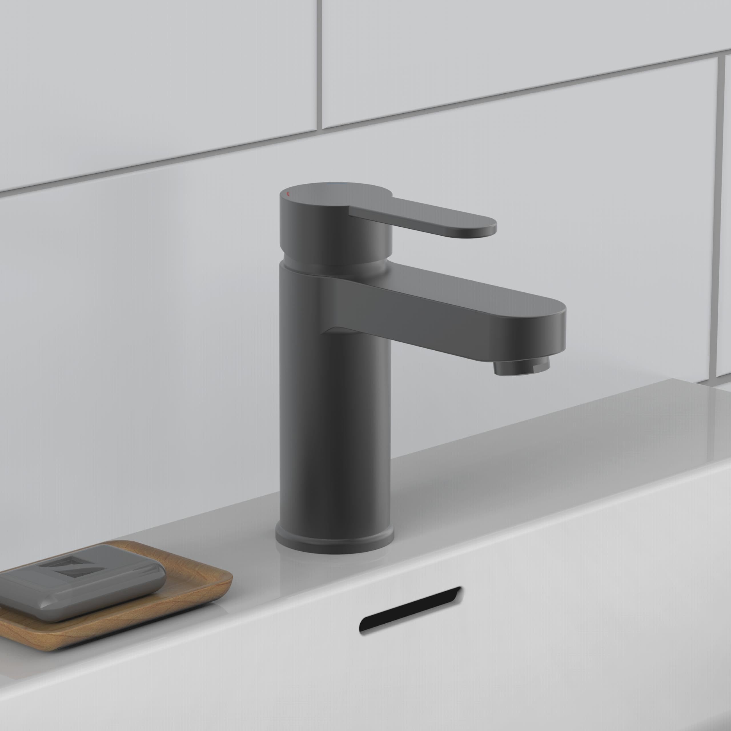 Miscelatore per lavabo Schütte Elephant, elegante miscelatore con rubinetto di scarico per bagno, rubinetto per bagno con scarico a scomparsa, rubinetto per lavabo, grafite opaca, 34212