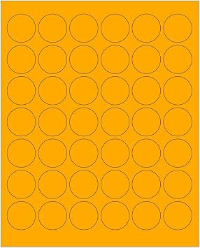 ChromaLabel 1.25 Inch Fluorescent Orange Printable Labels, 1050/Pack