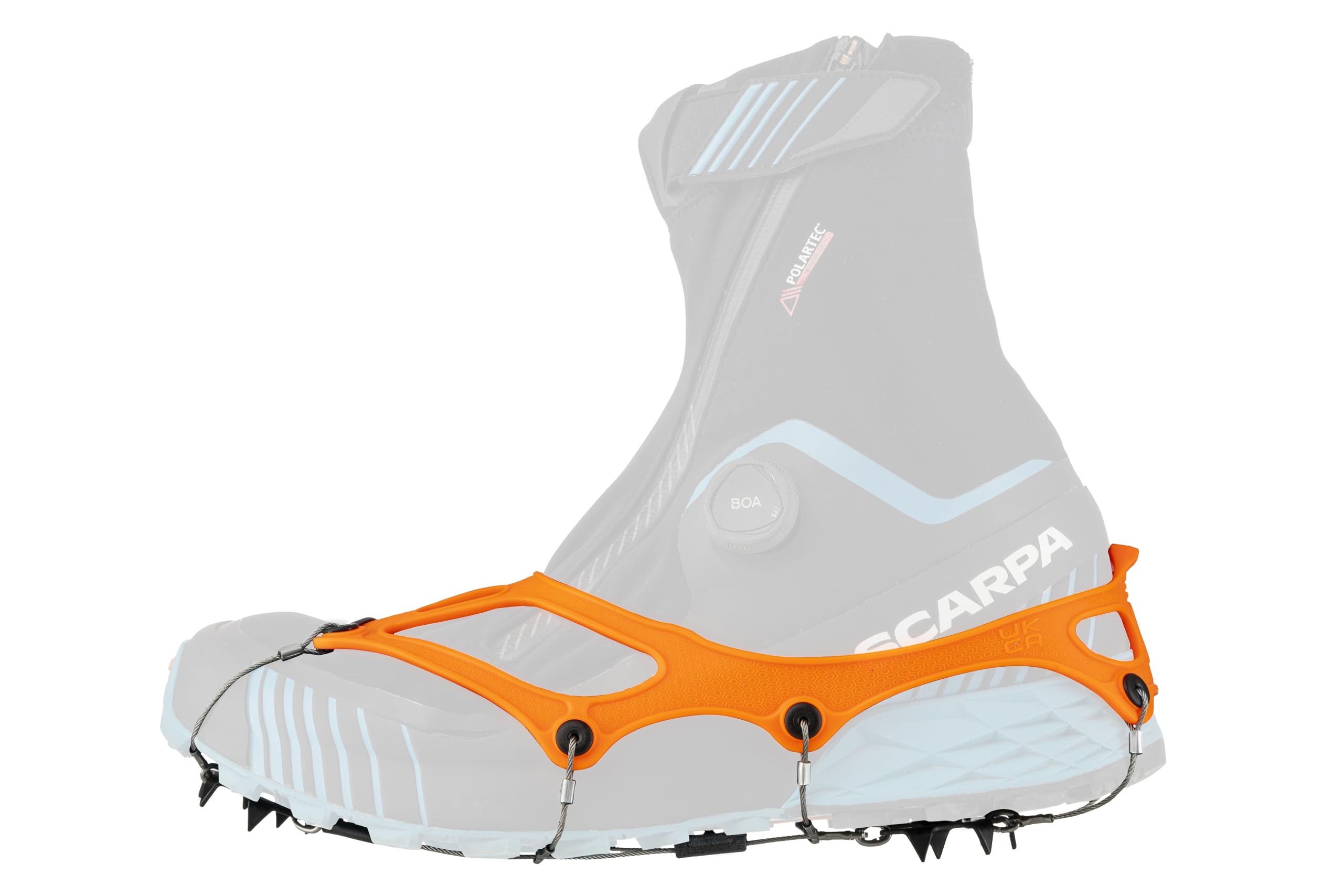 Nortec Hulajnogi TRAIL 2.4 Made in Italy na zimowe wyścigi szlakowe na lodzie i śniegu, minimalne mikro raki z pomarańczową torbą