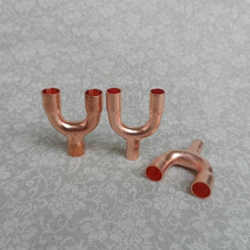 3/8" 1/2" 3/4" 5/8" 16 19 22 25 28.6 32 35 38 42mm ID Y Shaped 3 Way Splitter Copper End Feed Solder Fitting Air Conditioner(32mm CD-125mm)