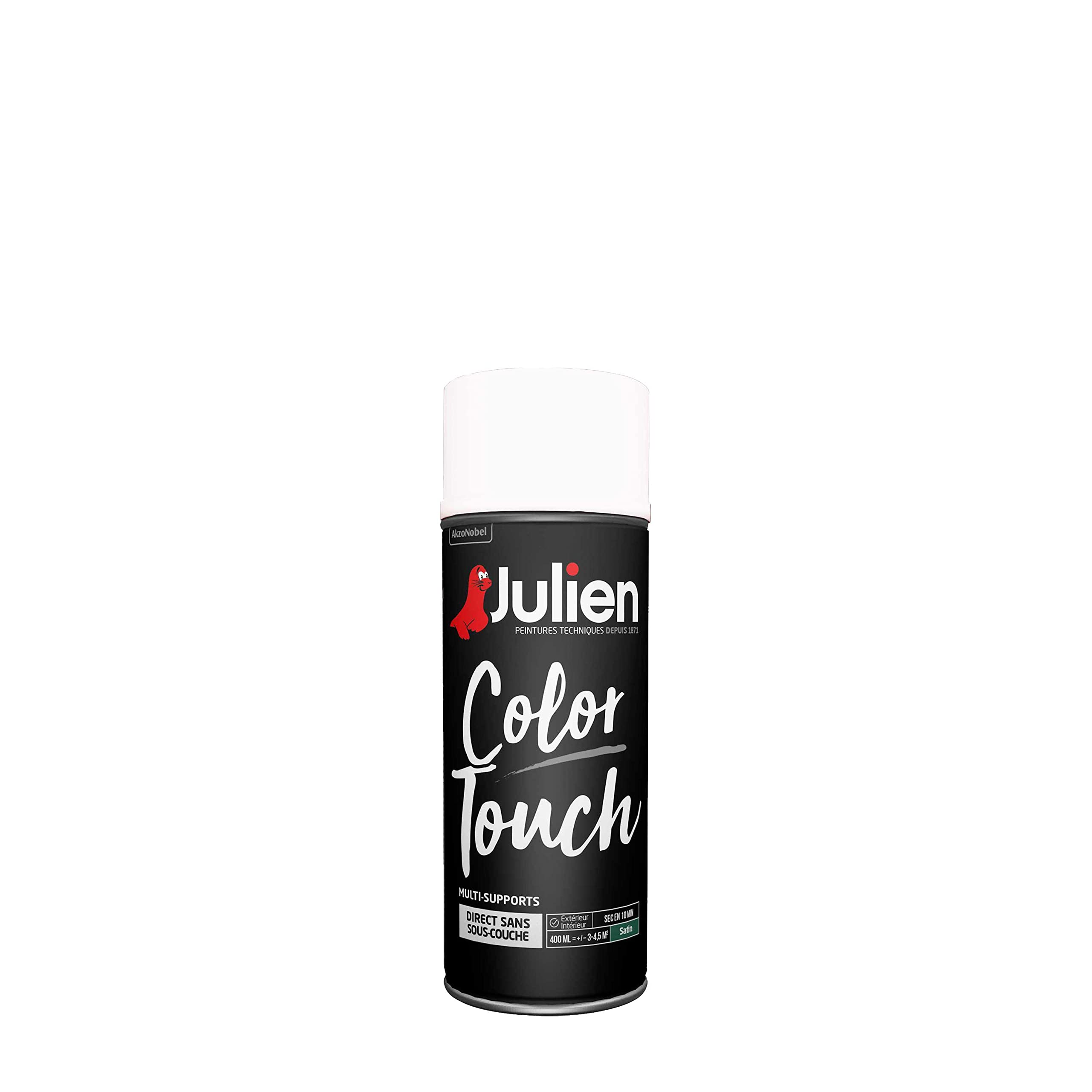 Peinture aérosol Julien acrylique blanc neige satinée pour rénovation meuble bois métal