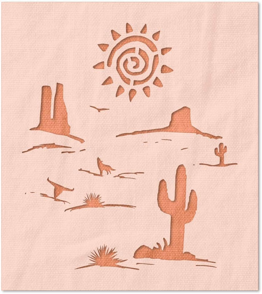Stencil Stop Desert Scene Stencil - Reusable for DIY Projects, Painting, Drawing, Crafts - 14 Mil Mylar Plastic (15.75 x 18 inches)