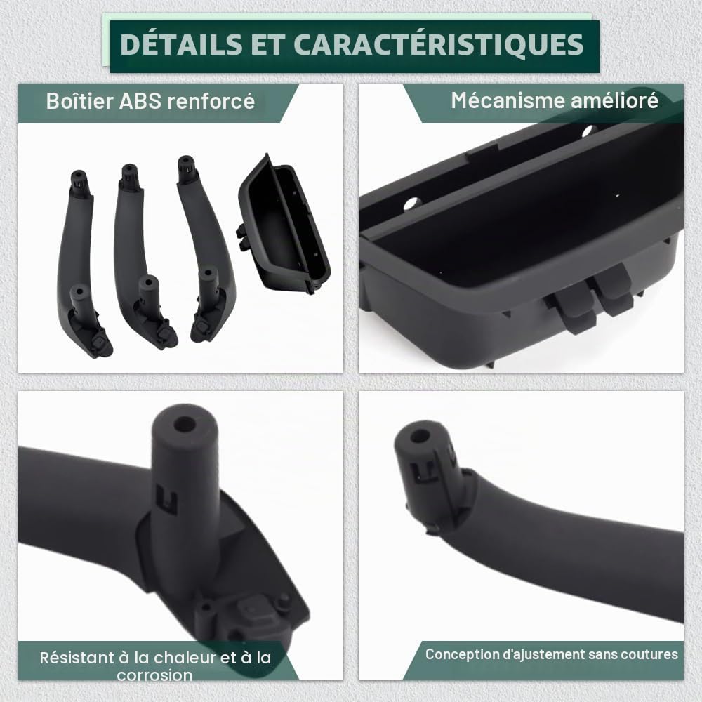 Poignée de porte intérieure de voiture de rechange compatible avec BMW X3 F25 X4 F26 2010-2017 51417250307 51419209216 51419209215 modèles d'entraînement à poignée droite