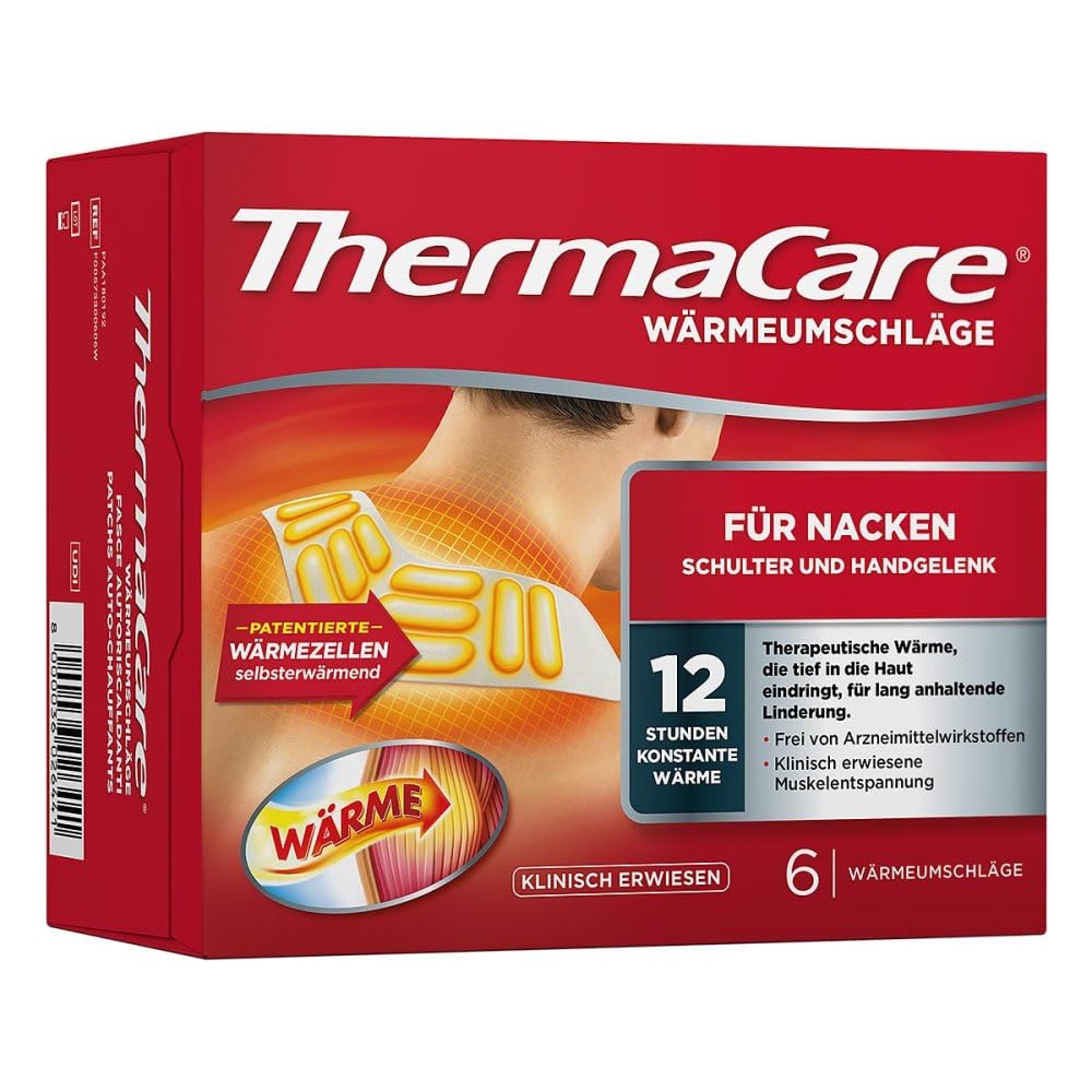 ThermaCare Nackenumschläge - Wärmeumschläge für Schulter & Nacken zur Linderung von Nackenschmerzen - Tiefenwärme zum Entspannen & Lockern der Muskeln - 6 Stück pro Packung