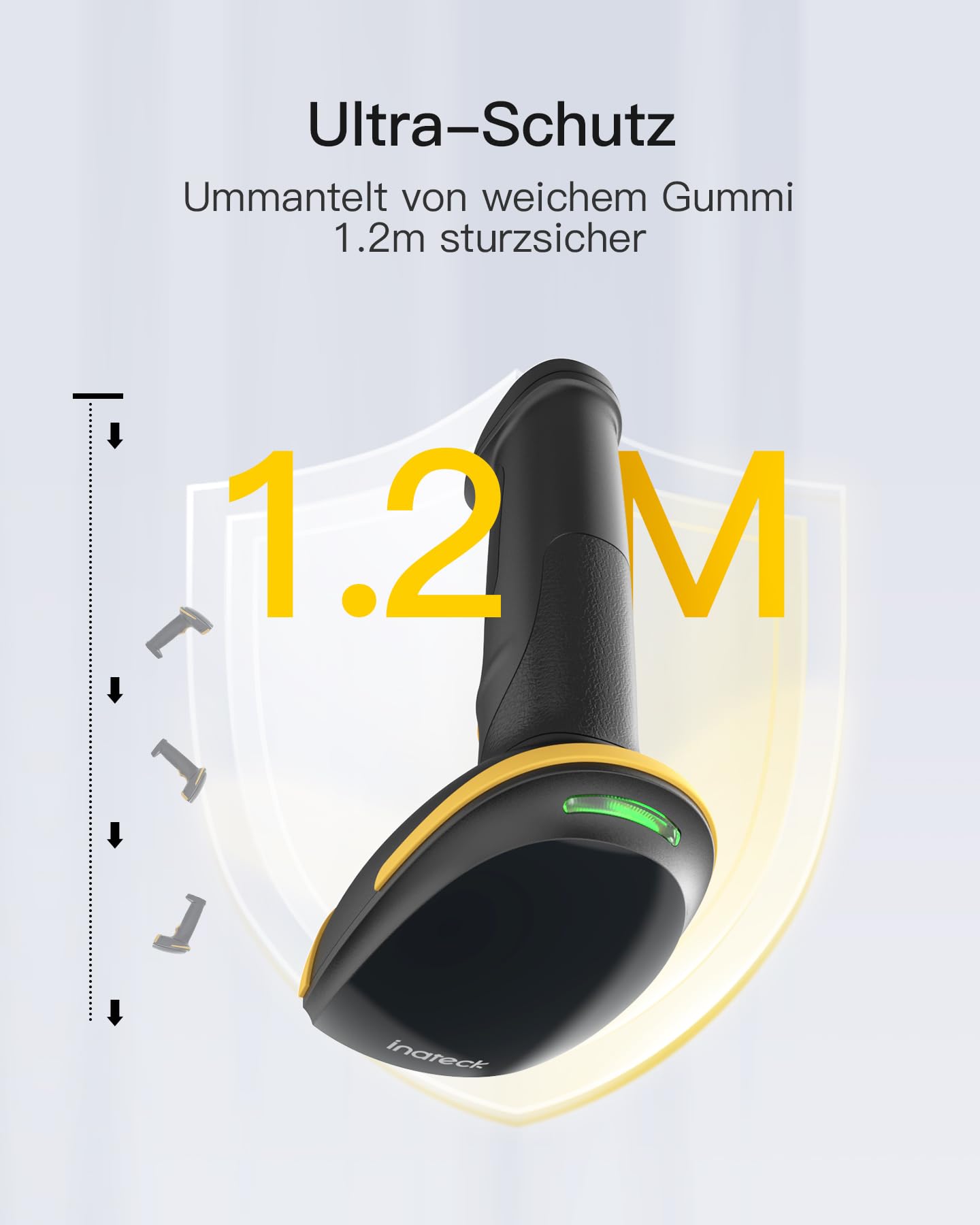 Inateck BCST-23 Kabelloser 1D 2D QR Code Barcode Scanner, Bluetooth 2,4 GHz, 2600mAh