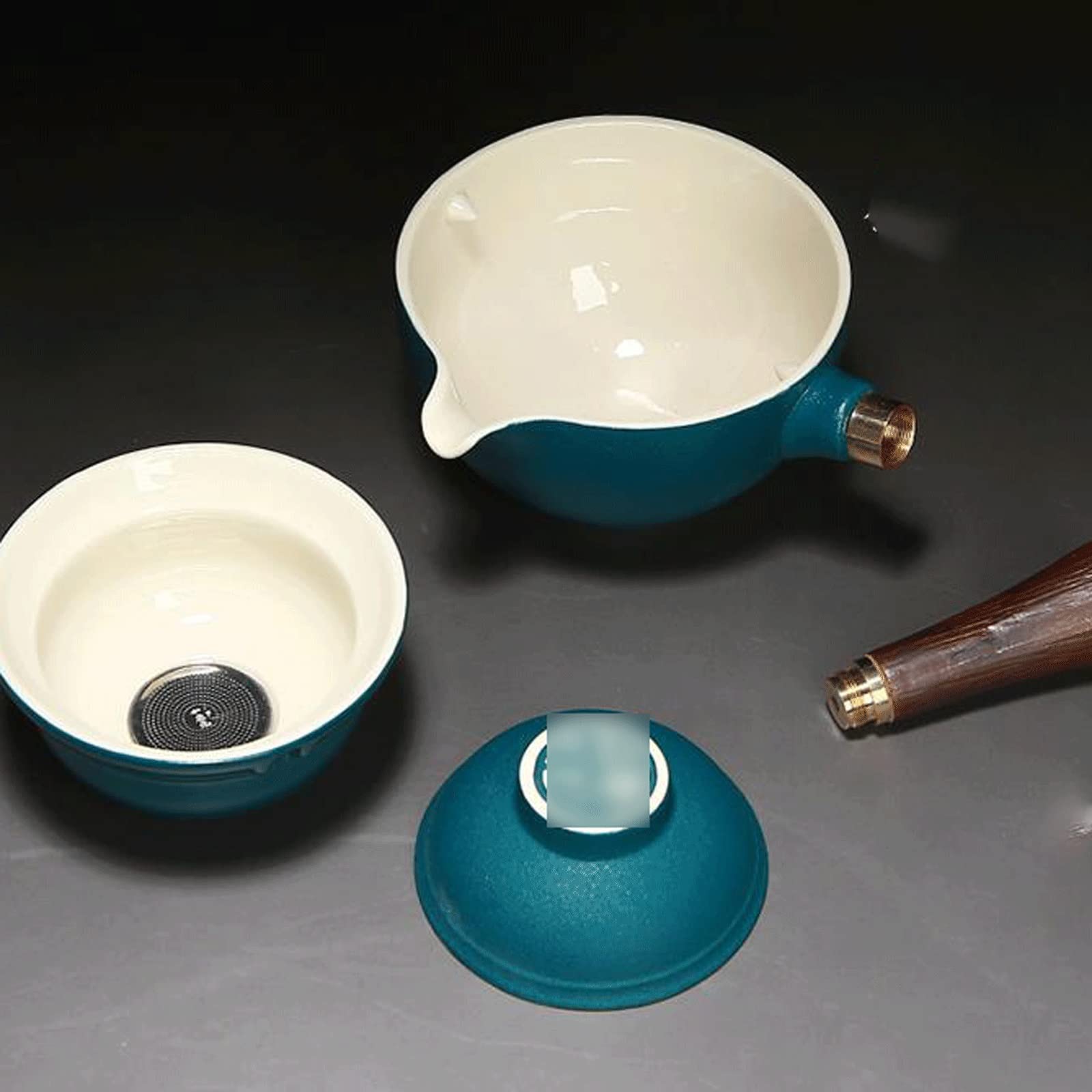 Ceramiczny czajniczek, chiński zestaw do herbaty, przenośny, automatyczny, leniwy zaparzacz do herbaty z uchwytem bocznym