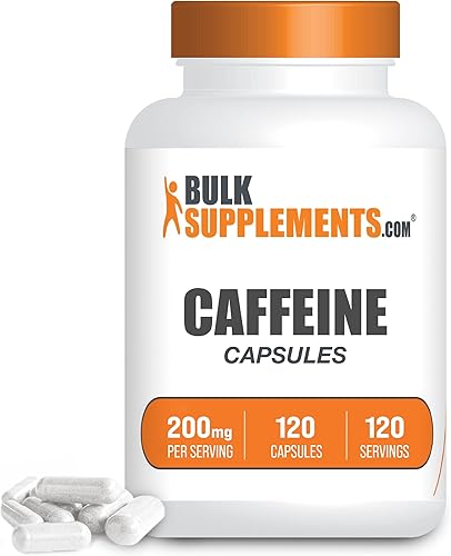 BulkSupplementscom Cápsulas de cafeína pastillas de cafeína suplementos de cafeína pastillas de Stay Awake porción de 200 mg - Suministro de 120
