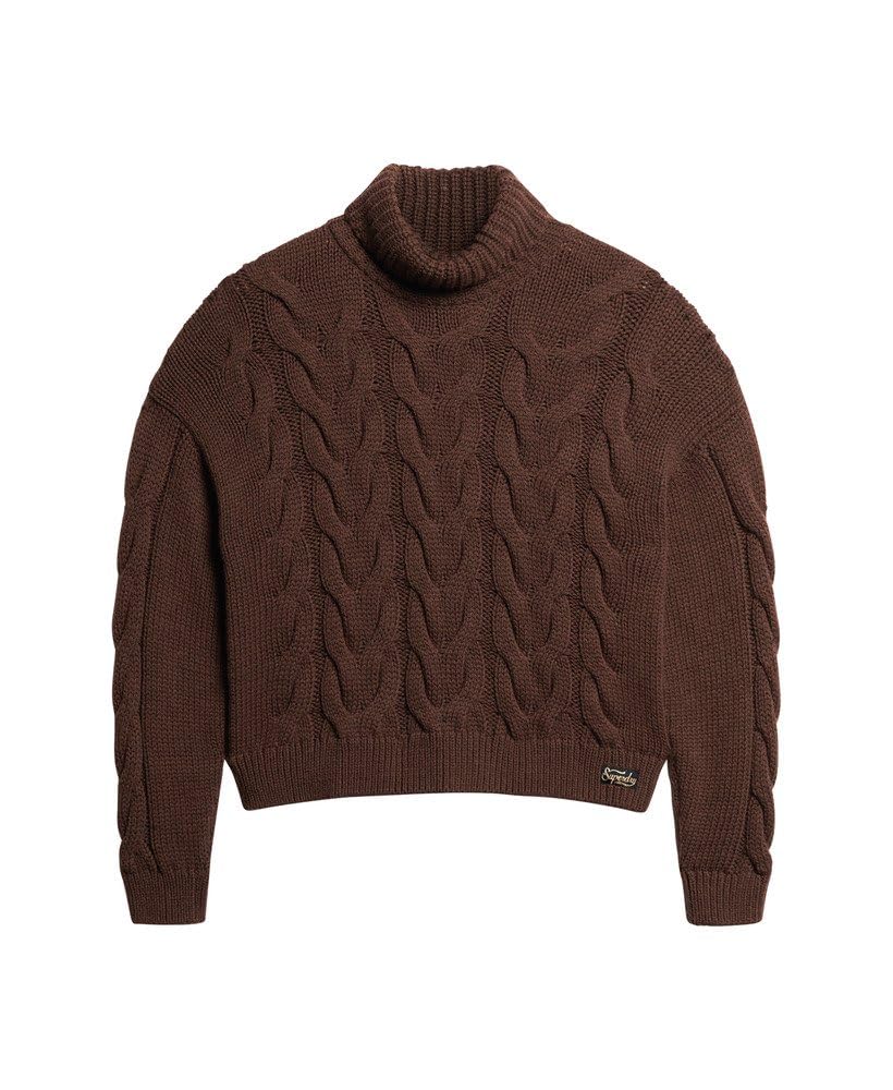 Superdry Damen Polopullover mit Ketten-Zopf-Muster