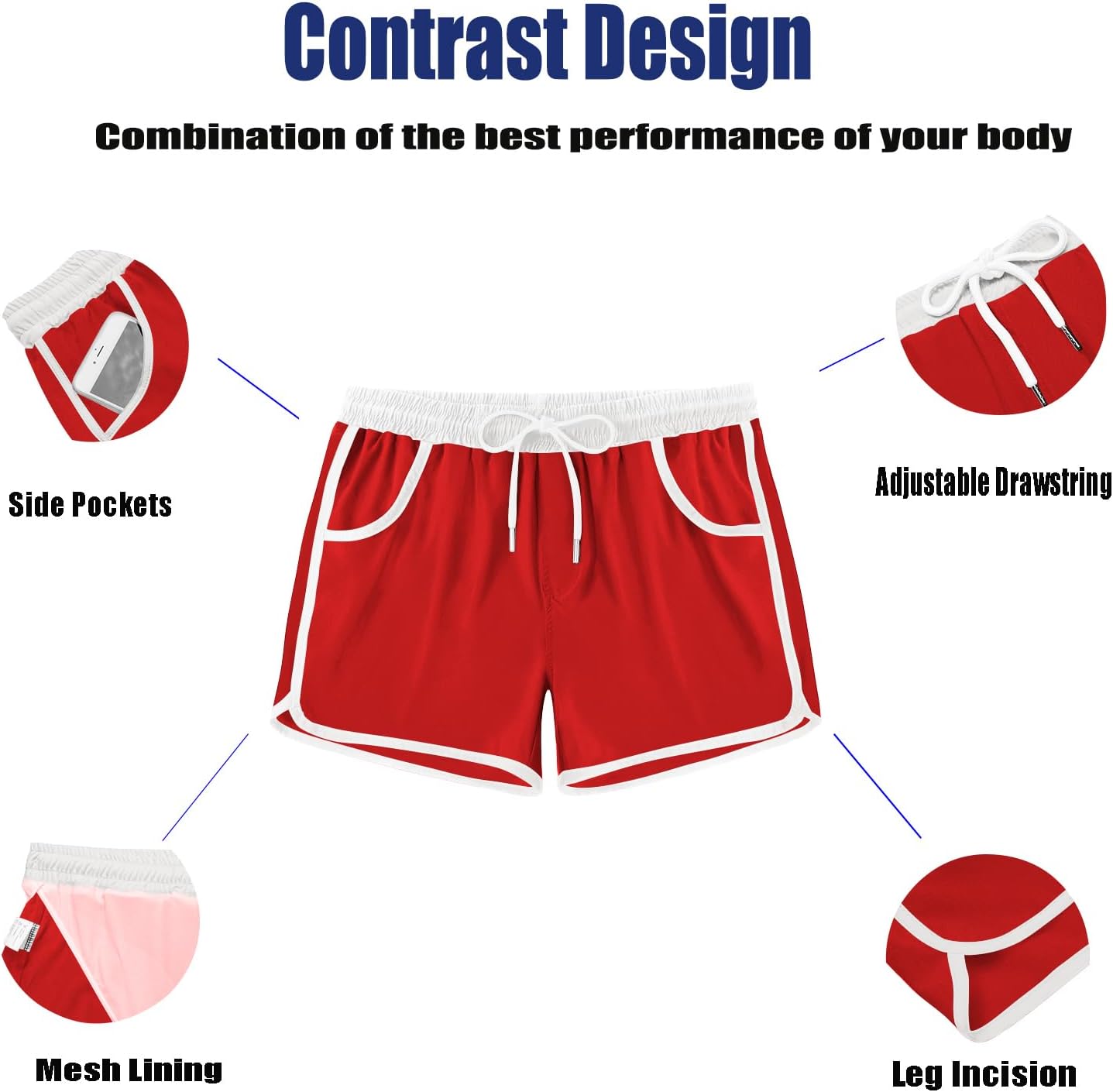 COOFANDY Men's Swim Trunks Quick Dry Swimsuit Color Block Board Short Bathing Suit Swimwear with Mesh Liner - Image 4