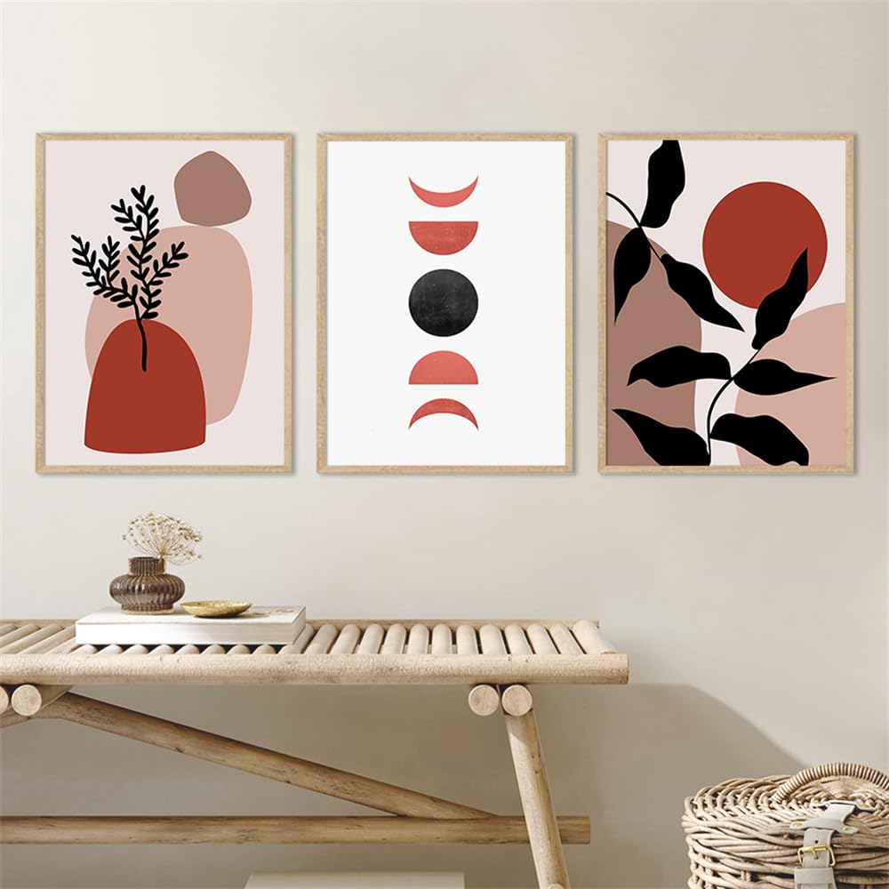 WBYZAC Botanical Posters-Nature Mountain Sun Moon Leaves Wall Art Boho Canvas Posters Abstract Modern Prints Home Pictures Kitchen Living Room Decor-60 * 80cm*3PCS (No Frame)