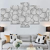 SIGNWIN 5 Panel Canvas Wall Art Modern Art Decorative Elements Fun Geometric Mixed Media Multicolor Patterns for Home Decorations Ready to Hang - 60