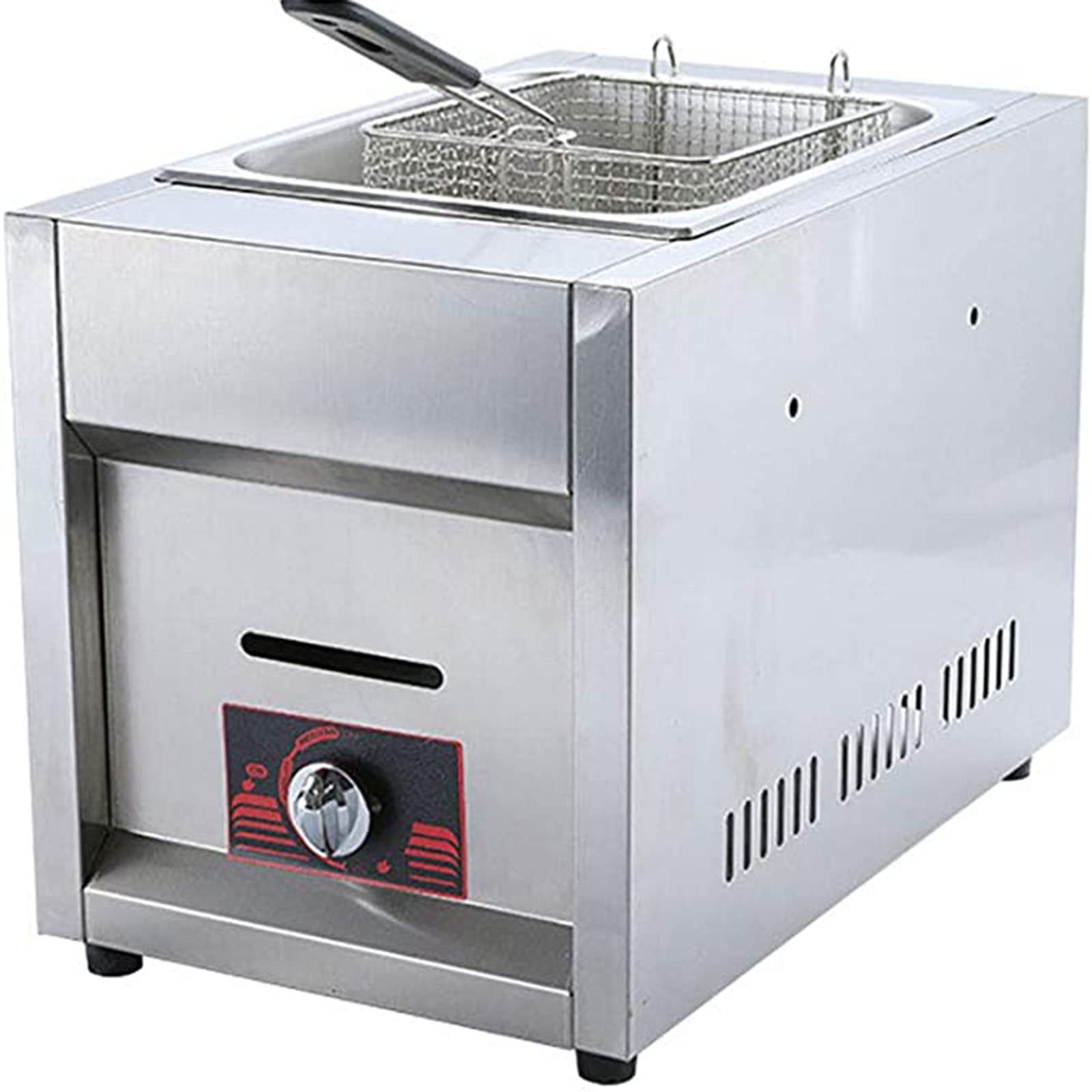 IUokLU Gas Fryer Stainless Steel LPG Fryer French Fries Adjustable Firepower for Restaurant Home Kitchen Easy to Clean