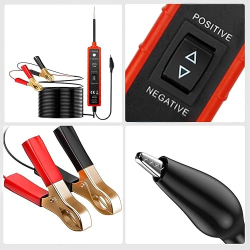 Miniatura 4 de BOHISEN Probador de circuito de potencia automotriz con cable de prueba de 16 pies, probador de luz LED de 6 a 24 V CC, probador de fusibles,