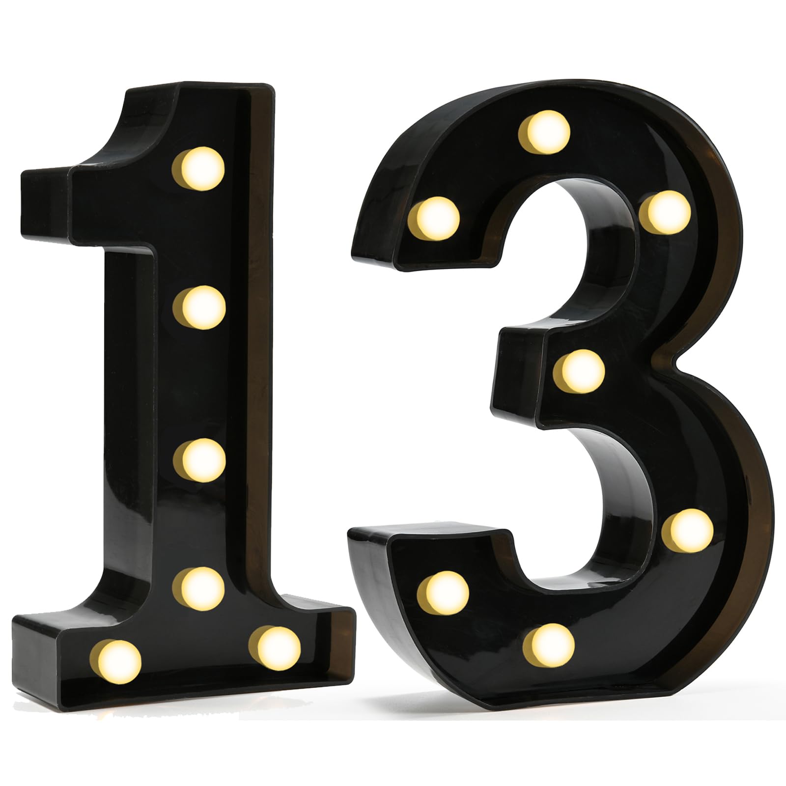 Decorative LED Light Up Numbers, 13th Birthday Decorations for Teen Girls Boys, Black Marquee Numbers 13 Sign for Boys Girls Gift Party Backdrop 13th Wedding Anniversary Decor, Number 13