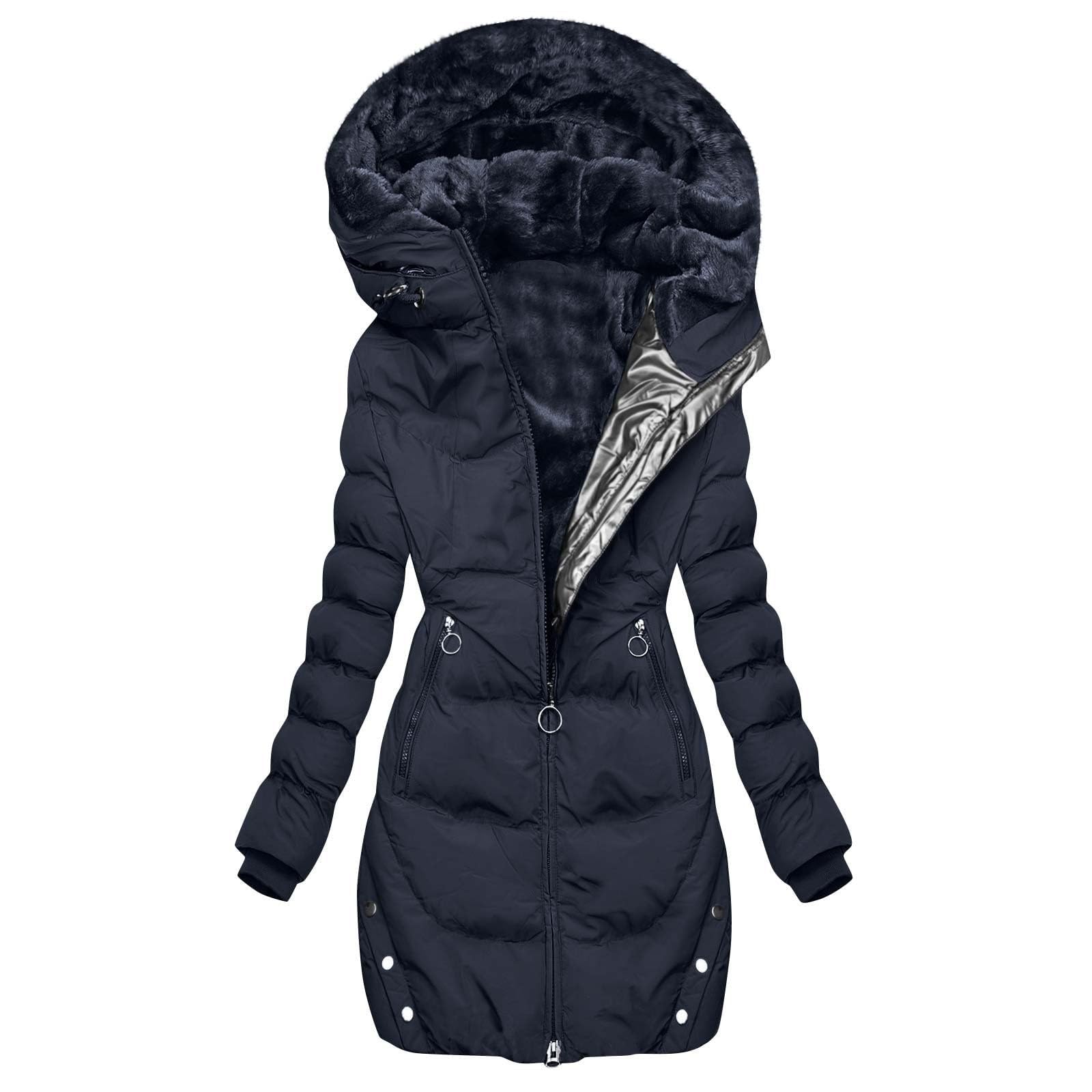 Cappotto lungo da donna UK invernale imbottito piumino idrorepellente foderato in pile parka giacche longline zip up soffice trench con cappuccio tasche con zip elegante piumino trapuntato Outwear