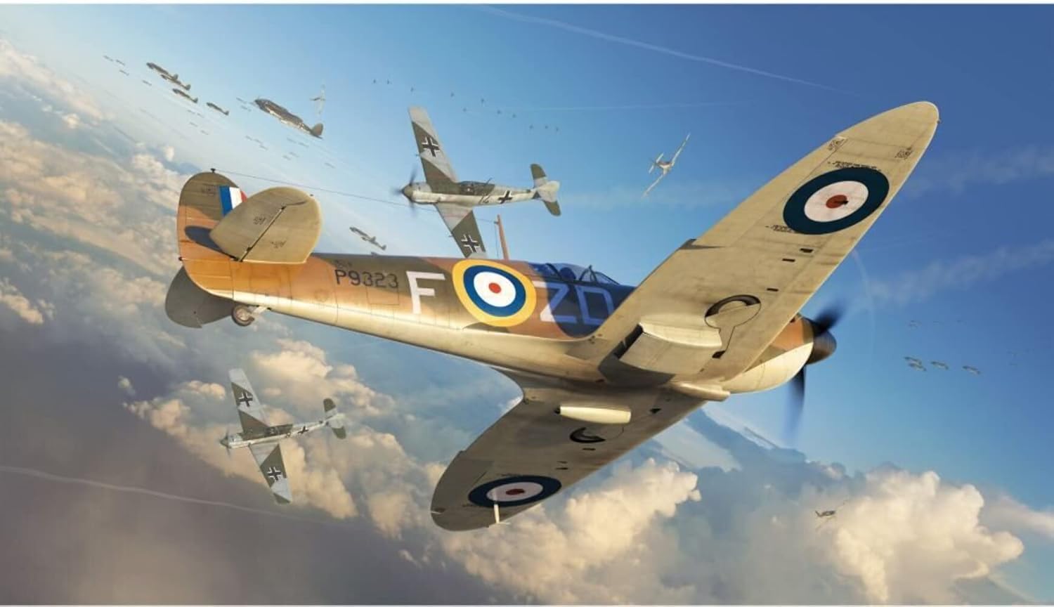 Airfix Model Airplane Kit Gift Set - A05126A Supermarine Spitfire Mk.Ia, Plastic Plane Model Kits for Adults & Kids 8+, Skill Level 3, 1:48 Scale WW2 Military Aircraft Models Gifts