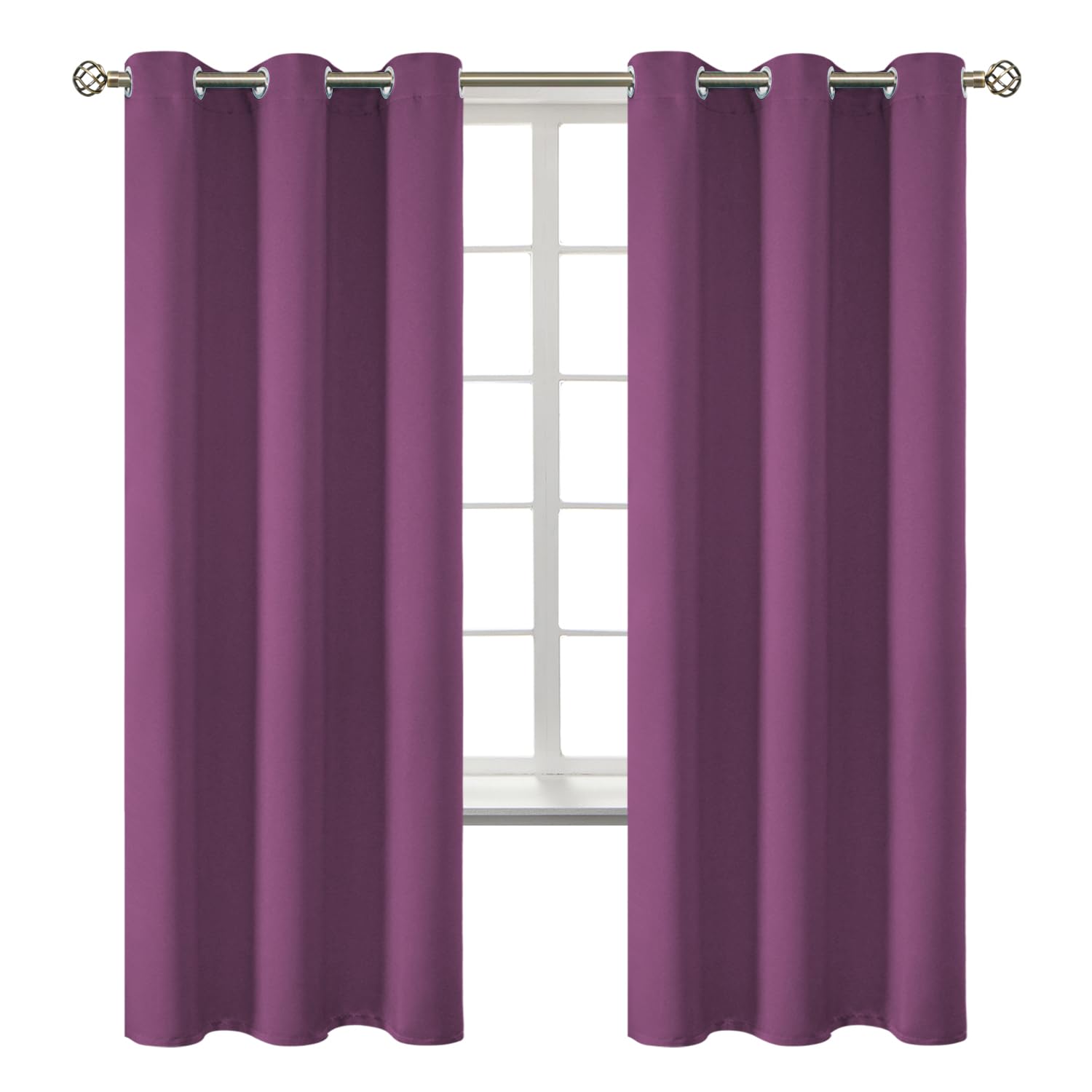 BGment Room Darkening Curtains, 72 Inch Length, with Grommets, Thermal Insulated, Window Treatment Curtains for Bedroom, Set of 2 Panels, 42 x 72 Inch, Aubergine, Purple — image 1
