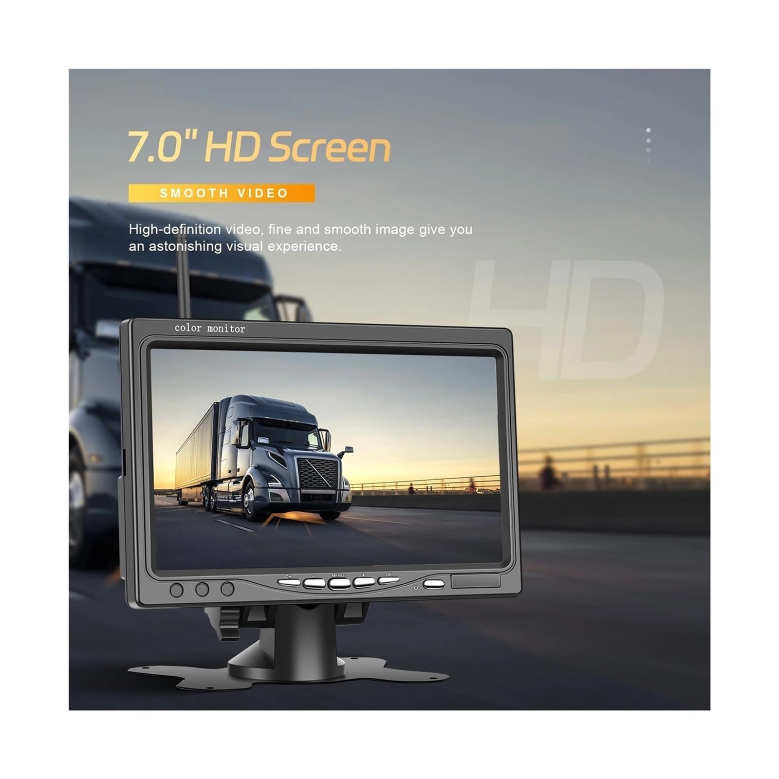 Telecamera Posteriore Per Camion Per Autobus Per Camper | 7"Car IPS Screen Monitor Wireless vista posteriore impermeabile telecamera di retromarcia impermeabile con BSD.