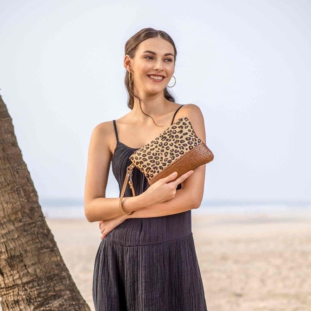 Myra Bag Hairon Leopard Print Bag for Women - Leopard Print Purses for Women with Real Cowhide, Hair On Animal Pattern Purse