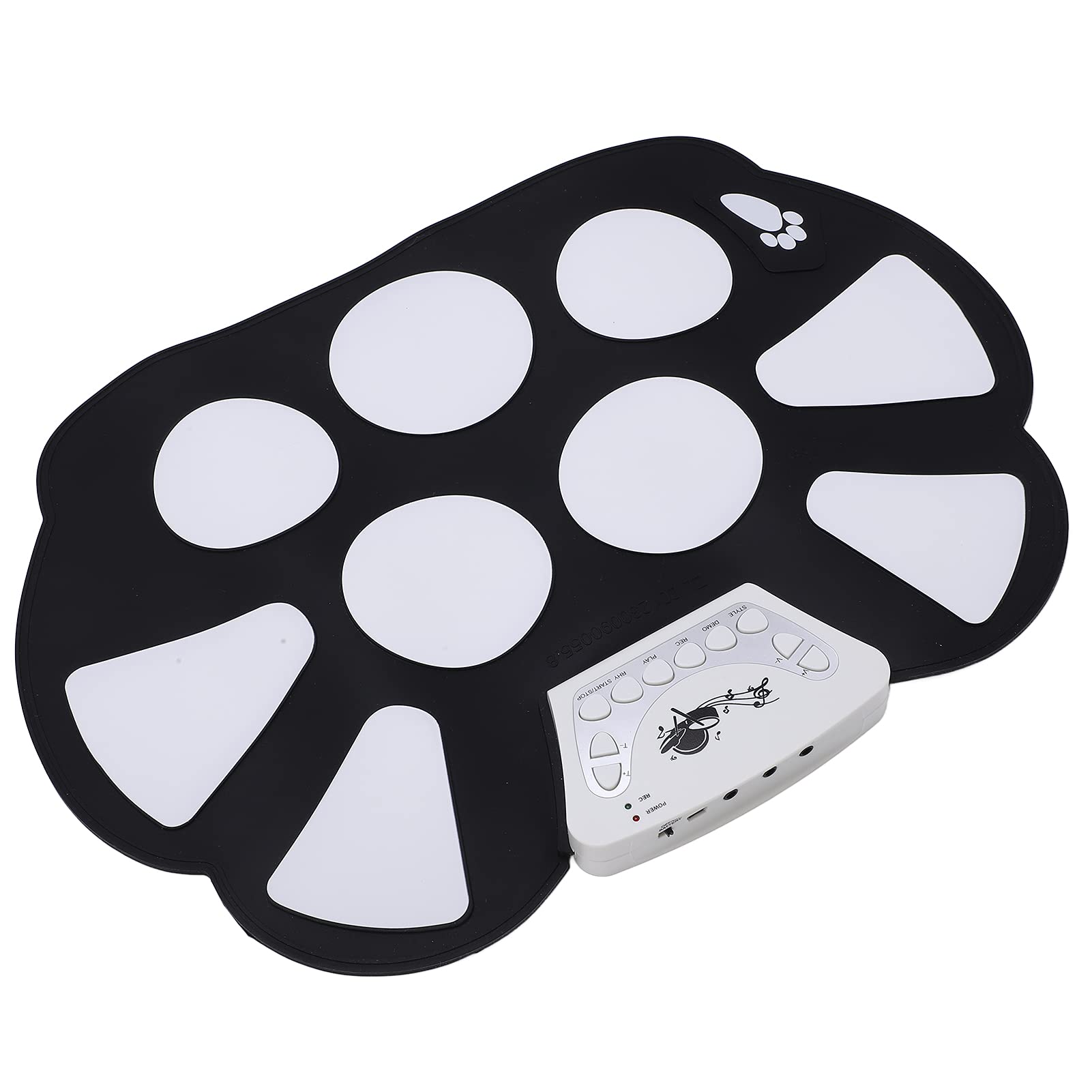 Roll It Around Kit 9 Pads Servant Electronic Drum Sets para Niños Principiantes, Impulso USB, y Negro