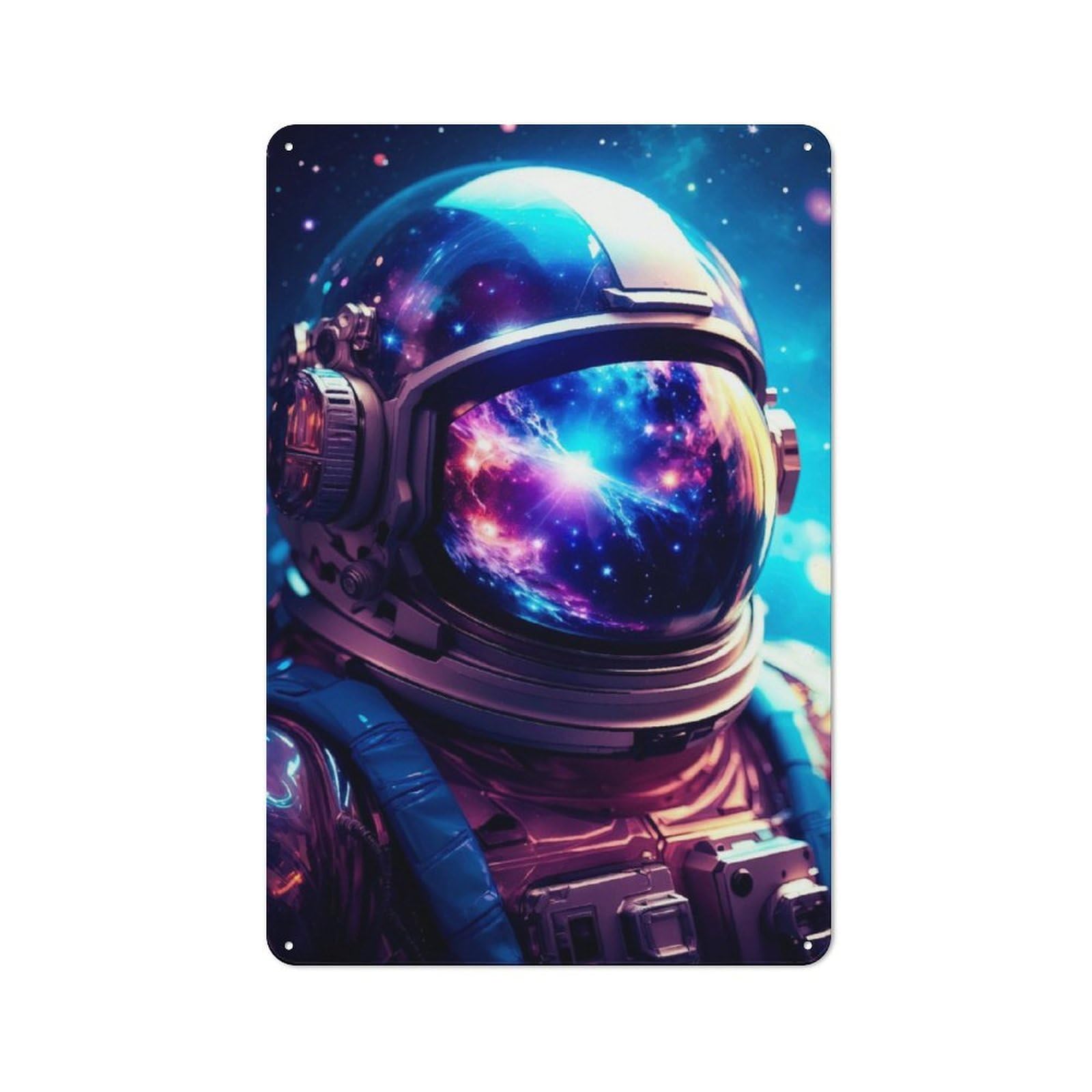 Astronaut Blue Rustic Metal Wall Decor 30x20cm, Decorative Metal Plaque for Shed, Garden Room, Porch Or Garage