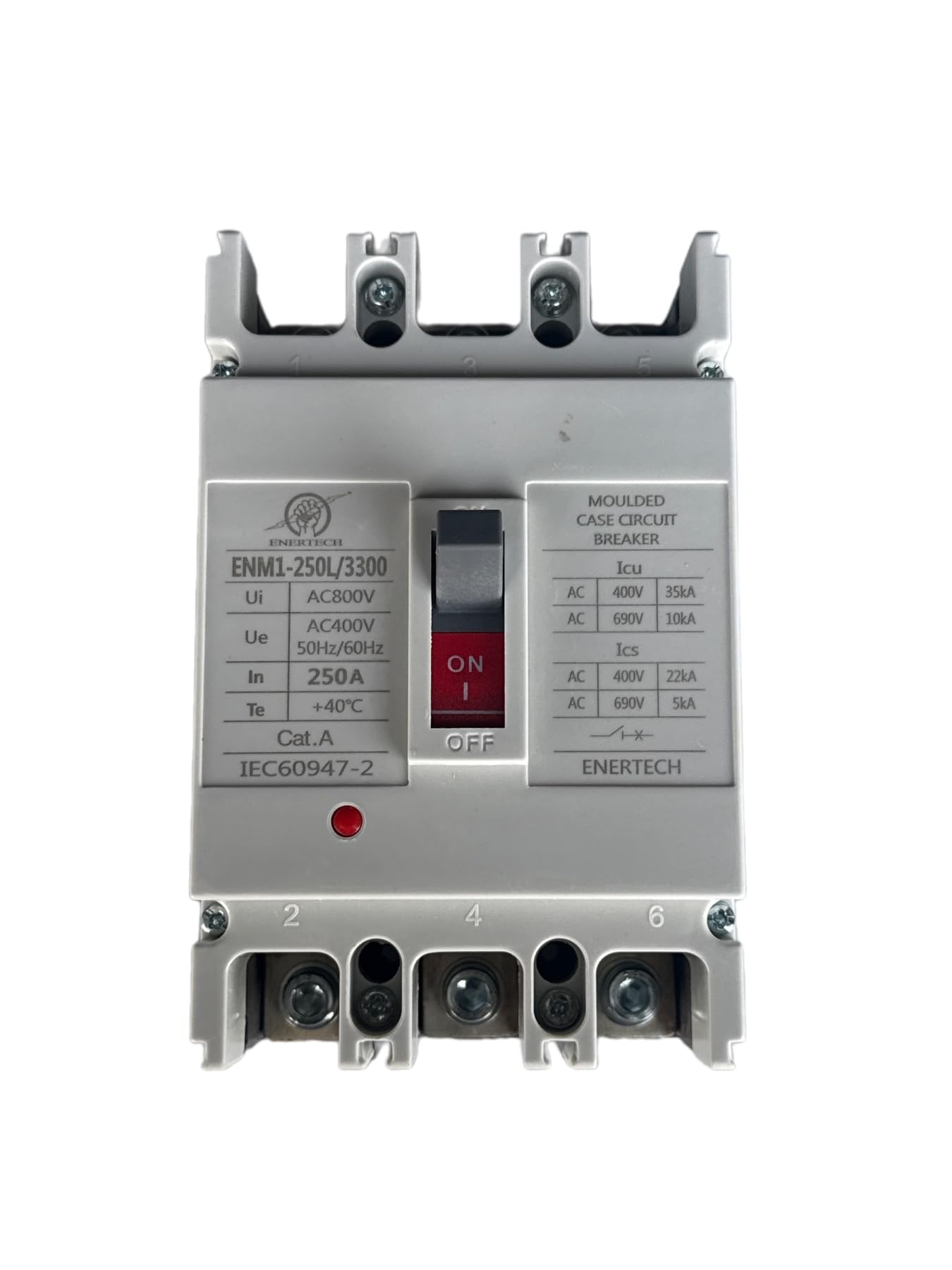 ENERTECH 250A 3-Pole 35kA MCCB Moulded Case Circuit Breaker | 800V Insulation, 400V AC Breaking, Overload Protection, Short Circuit Protection, Heavy Duty MCCB 35kA-image-45