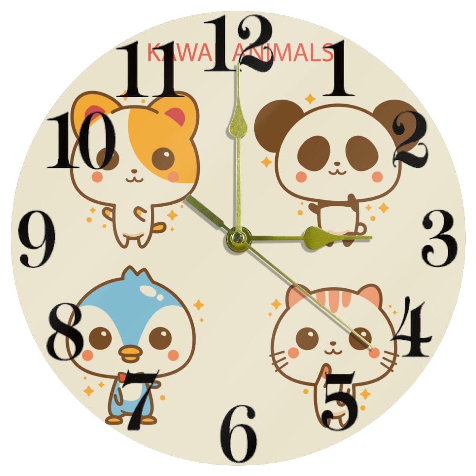 Horloge murale sans tic-tac Kavaii Animals Collection-01 mécanique silencieuse pour la chambre