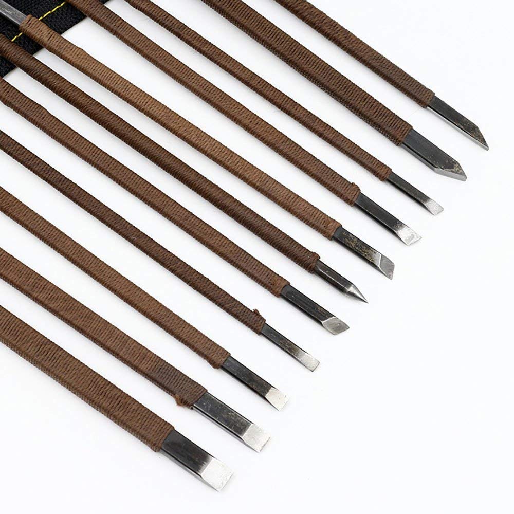 Set 10 Scalpelli Per Pietra - Acciaio Al Manganese, Doppia Estremità, Per Scultura E Intaglio - Foto 6