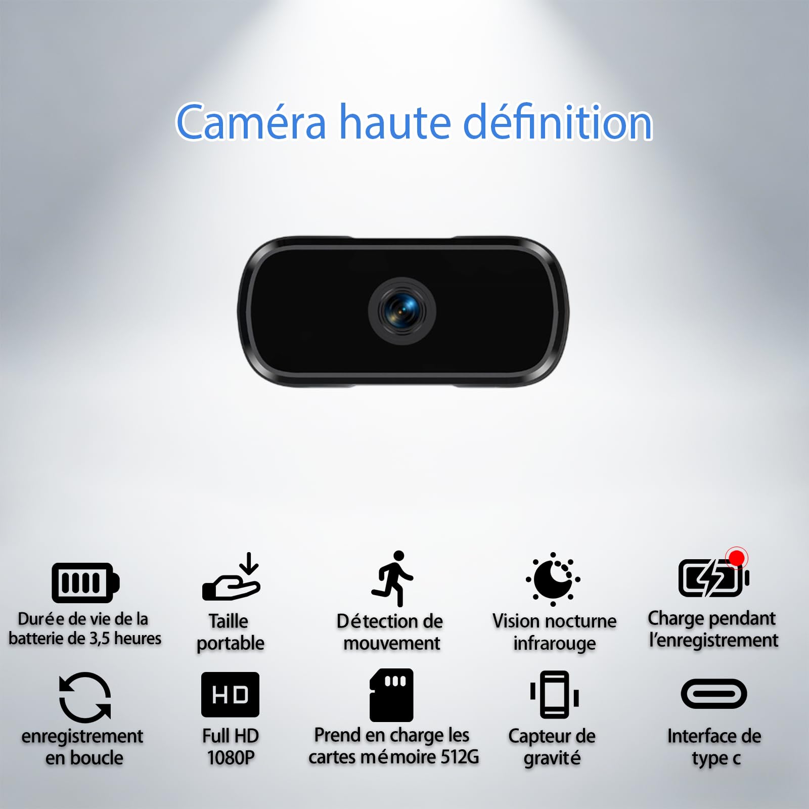 Mini caméra,caméra de Surveillance Haute définition 1080P,Taille compacte,avec détection de Mouvement,Vision Nocturne,Fonction d'enregistrement en Boucle,adaptée à la Maison au Bureau au mag