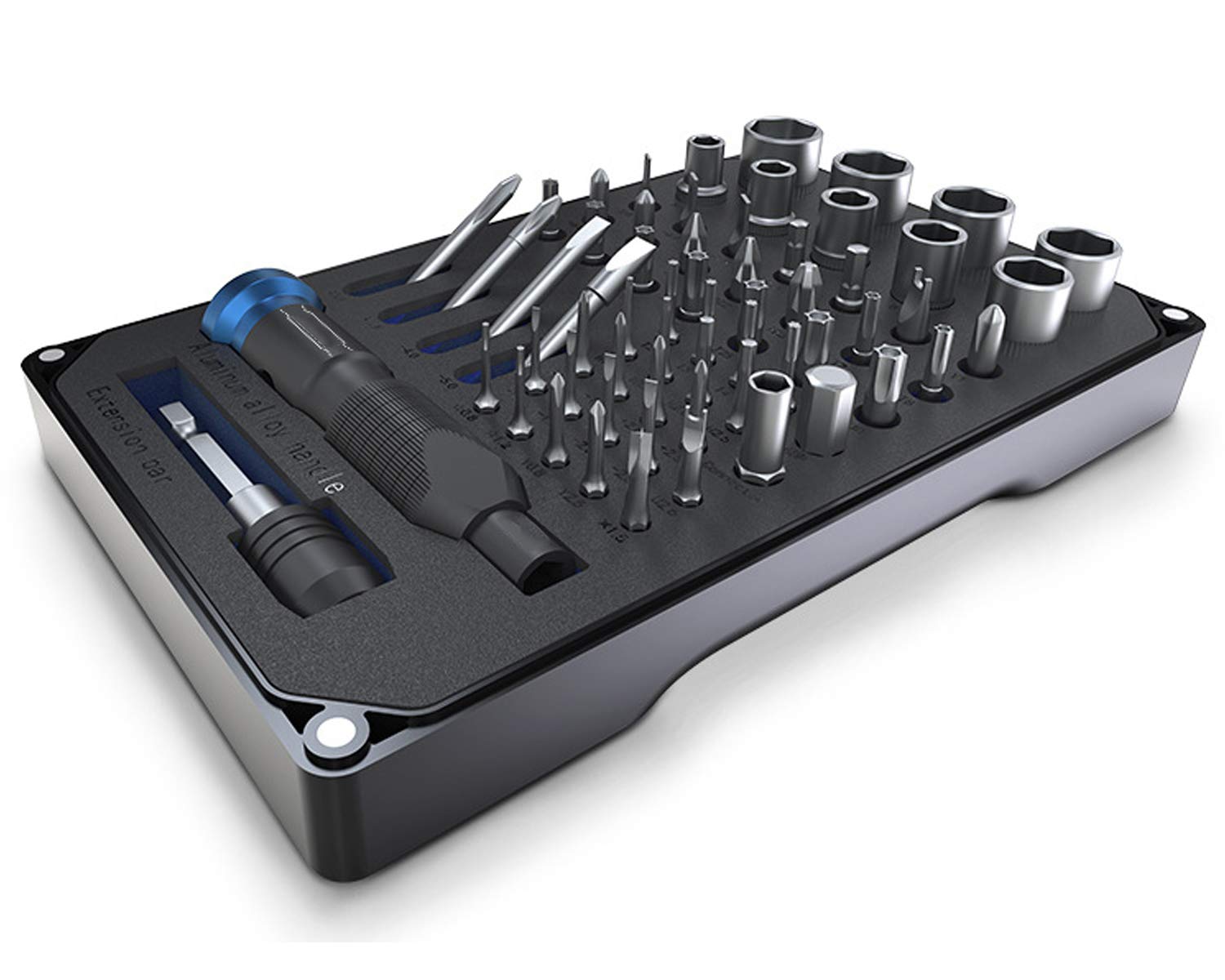 Multifunzione Set Cacciavite, 60 in 1 Set Cacciaviti di Precisione Elettricista Professionali Magnetici Kit Cacciaviti di Riparazione Portatile
