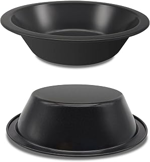 BLMHTWO 2 Pieces Mini Pie Pans, 5 Inch Dish for Baking, Carbon Steel Black Round Nonstick Individual Tin for Bread, Cake, Tart, Desserts, Meat