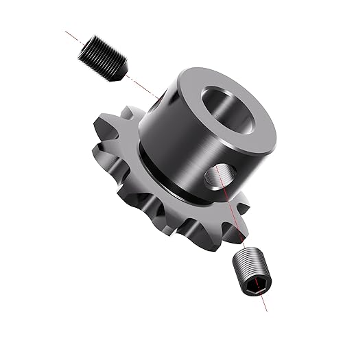 Miniatura 5 de Piñón de cadena de rodillos de 10 dientes, tipo B, dientes endurecidos, 25 cadenas Sigle Strand de paso de 1/4 pulgadas, orificio de 0.197 in, óxido