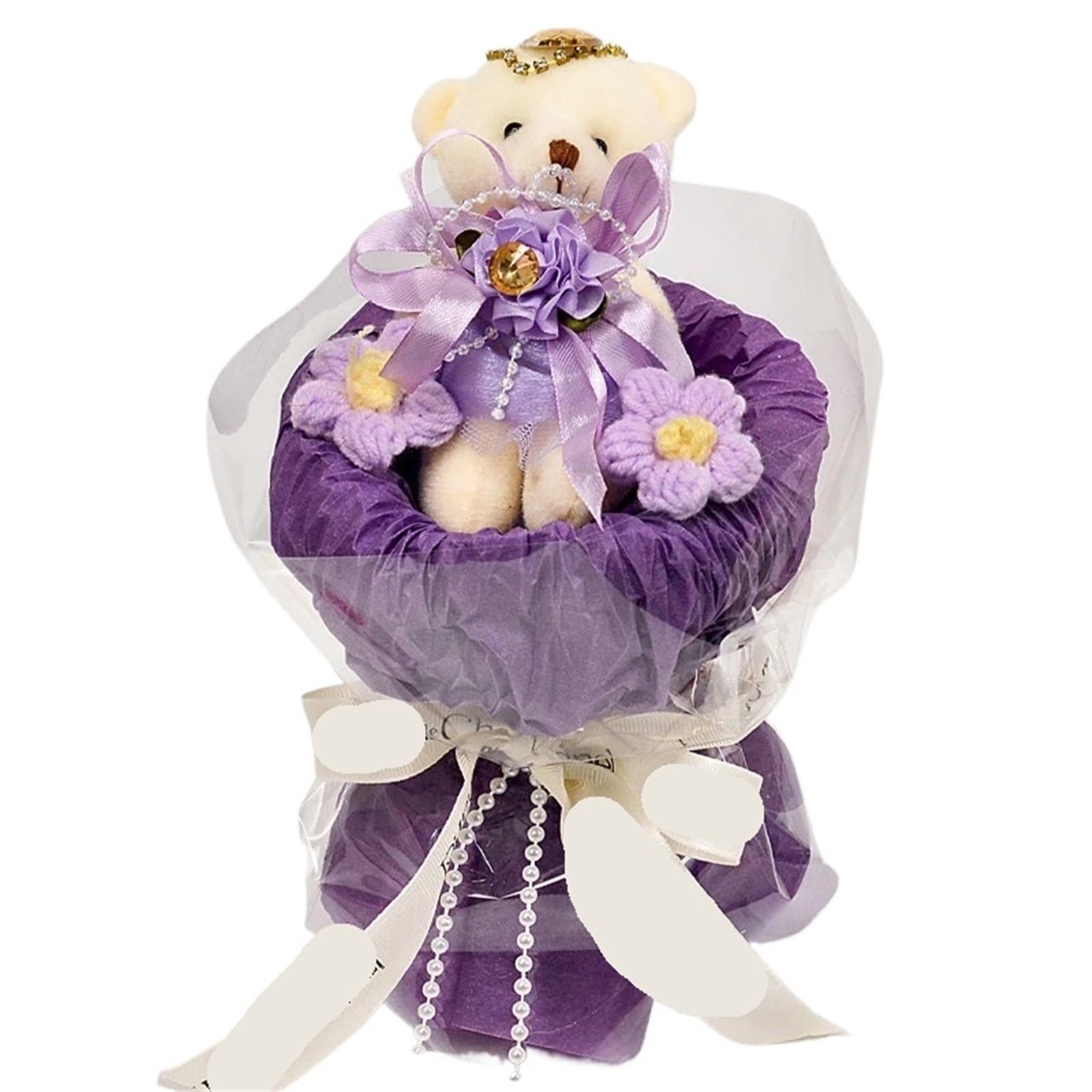 ENWWCH Artificial Flower Crochet Graduation Bouquet Gift Bouquets Of Flowers For Home(Color1)