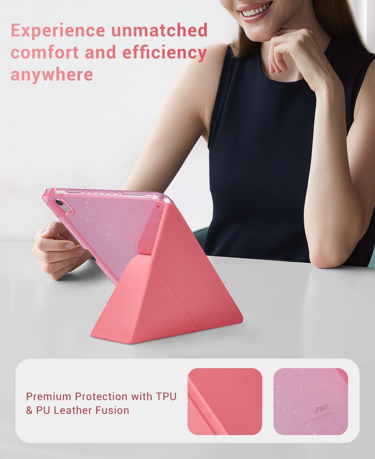 CoBak Case for iPad (A16) 11th Generation 11 Inch 2025, iPad 10th Generation 10.9 Inch 2022 - Protective Cover with Multi-Angle Includes Portrait Stand, Pencil Holder and Auto Wake/Sleep, Pink — view 5