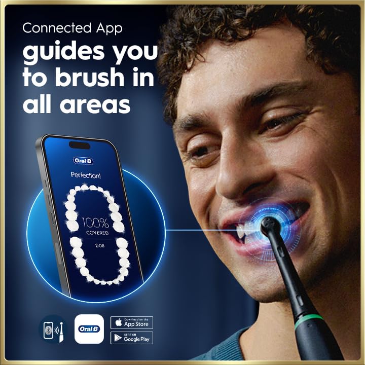 Oral-B Rechargeable Electric Toothbrush, iO9 Genius, 7 Cleaning Modes, Interactive Display, Charging Travel Case, Visible Pressure Sensor, 4 Brush Heads, Sapphire Blue - image 5
