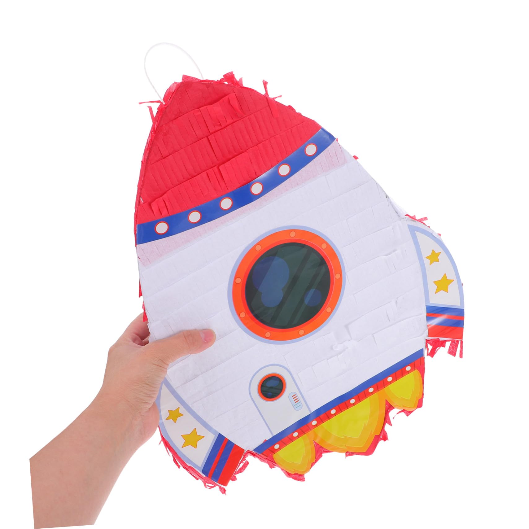 Piñata Cohete Infantil para Fiestas y Shower Decoración Temática Espacial con Varilla para Interactivo Colgante Resistente de Cartón con Papel Crepé para Cumpleaños y Eventos