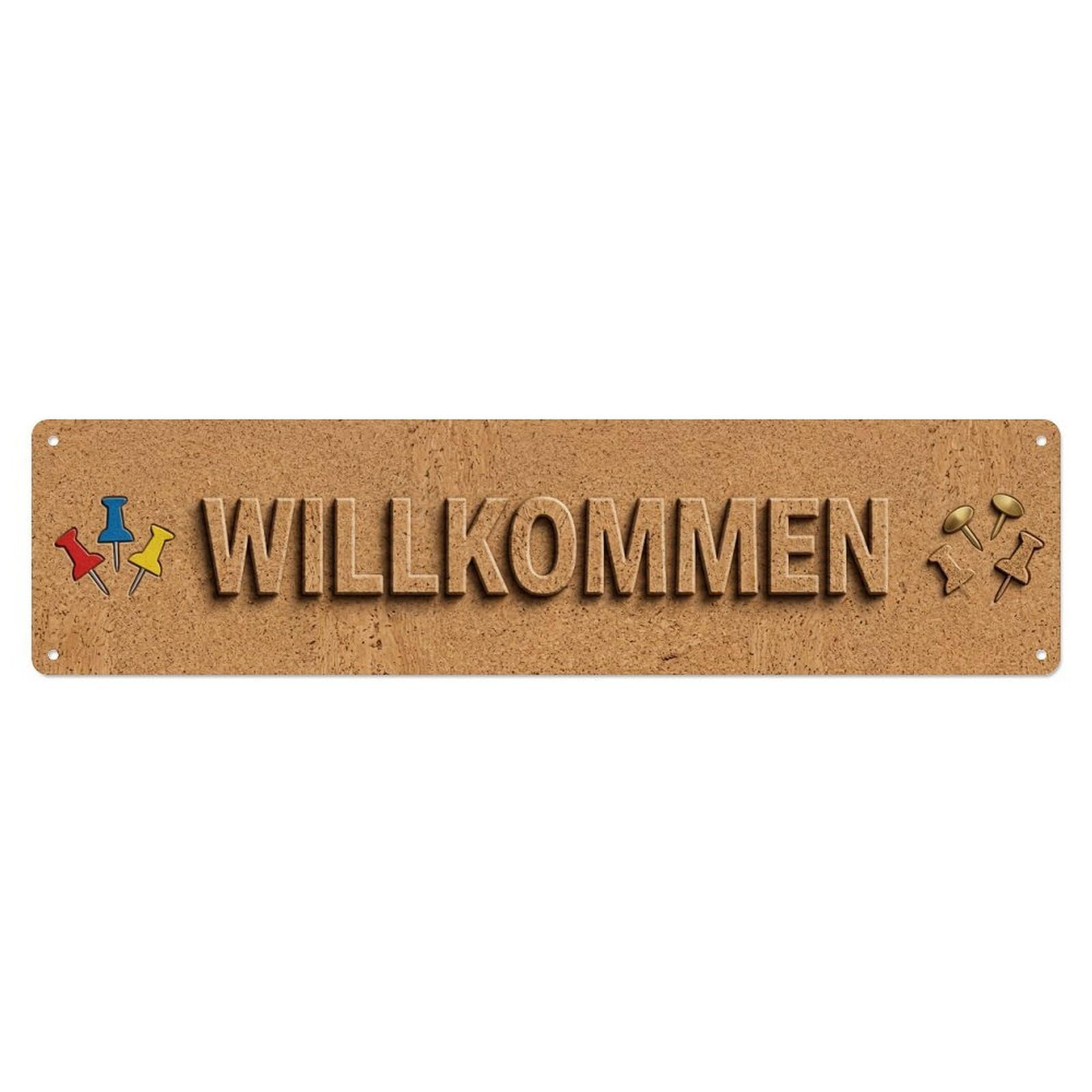 Cork Board Natural Texture Welcome Metal Tin Sign