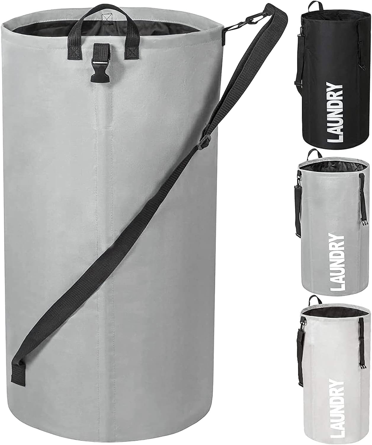 Chrislley 106L Extra Large Laundry Hamper with Drawstring Dorm Room Backpack Laundry Bag Collapsible Laundry Basket for College Students Travel Day Trip（Grey）