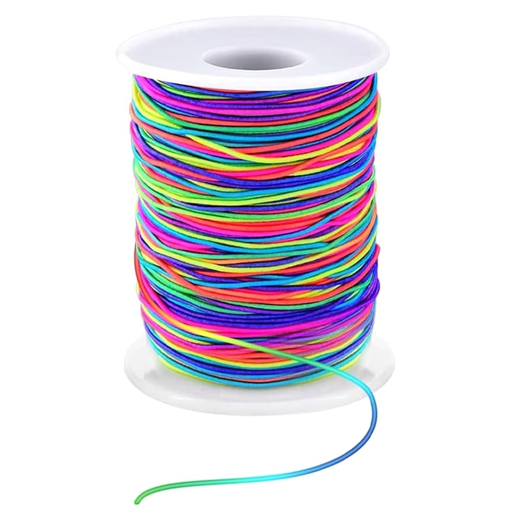Aundhegrtt Elastic Bracelet Cord 1mm Sturdy Rainbow, Suitable for Jewelry Making, Necklaces, Beading and Crafts