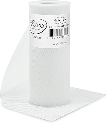 Sponsored Ad - Expo International Decorative Matte Tulle Spool of 6 Inch X 25 Yards | White