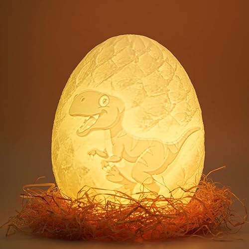Olee Odee Lámpara de huevo de dinosaurio de 16 colores, luz nocturna, Navidad, regalos de cumpleaños para niños, juguetes de dinosaurio para niños
