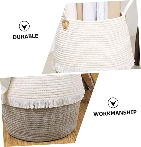 Miniatura 2 de 1 cesta tejida para cuarto de bebé, dormitorio, papelera variada, portátil, de algodón, práctica con cubos para el hogar, ropa de habitación,