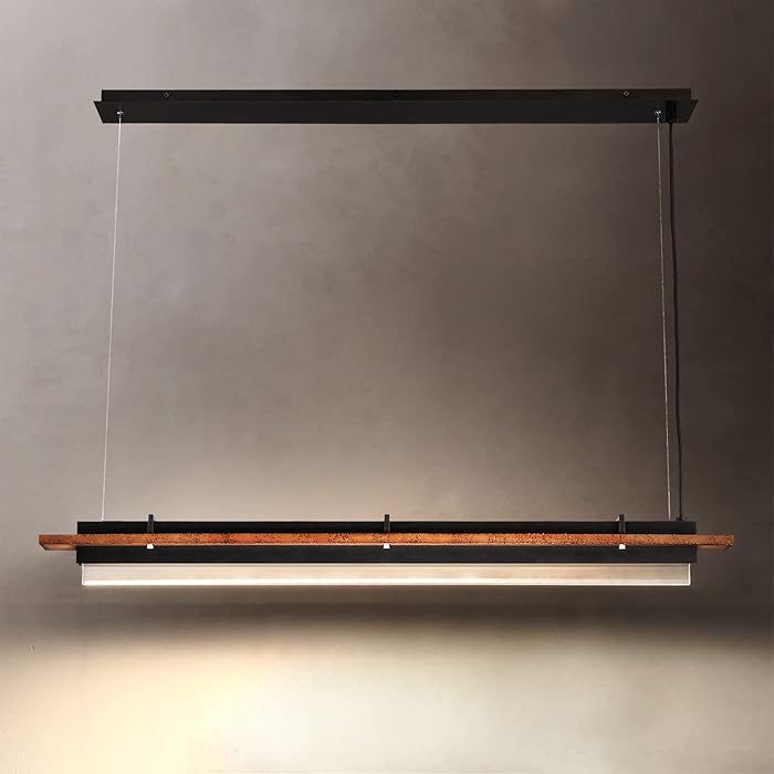 Buy Untrammelife 40'' Wooden Linear Pendant Light, LED Dimmable Hanging Light Fixture Modern