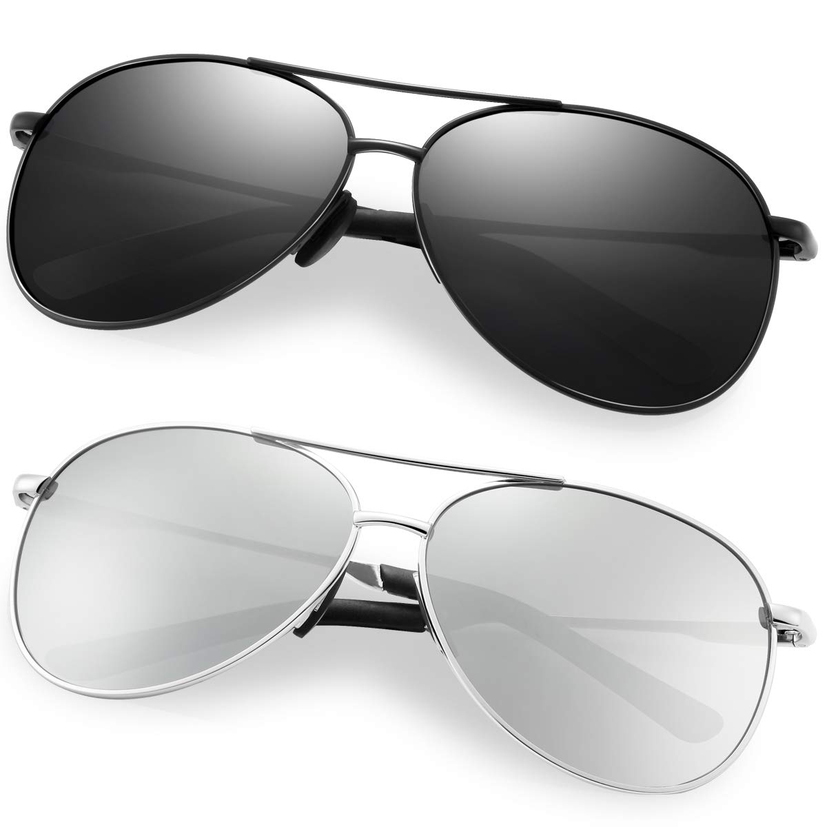 black and silver aviators