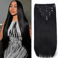 Vista 46 de Extensiones de Cabello con Clip Recto de Cabello Humano Real 8 Piezas Cabello Humano Remy con Clip para Mujeres, Cabello Humano Suave Natural, 120g