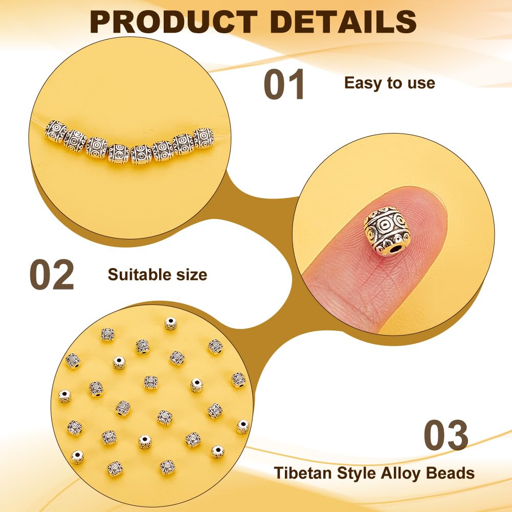 PH PandaHall 100pcs Of 10 Styles Antique Gold Metal Spacer Beads Round Bionce Tibetan Style