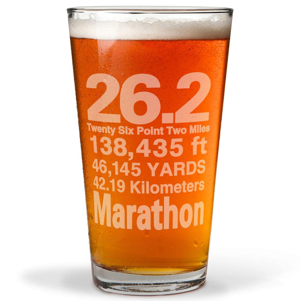 Gone For a Run 26.2 Math Miles Engraved Beer Pint Glass | 16 oz.