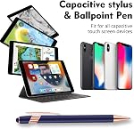 12 PCS Stylo à Bille 2 en 1, Stylo avec Pointes de Stylet, Stylo Métallique à Encre Noire 1.0 mm, 12 Stylos et 12 Recharges (Or Rose & Noir)