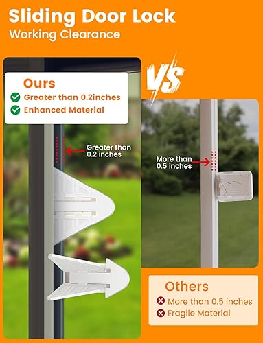 Miniatura 3 de Paquete de 4 cerraduras de puerta corrediza de vidrio, cerraduras de puerta de ventana a prueba de bebés, barra de seguridad, kits de productos de