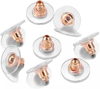 100 Tapones para los oídos con Forma de Disco Redondo para Hacer Joyas, Color Oro Rosa, 11 x 6 mm x 100 Unidades